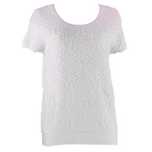 Moth $98 Sz M Ivory Textured Scoop Neck Stretch  Top